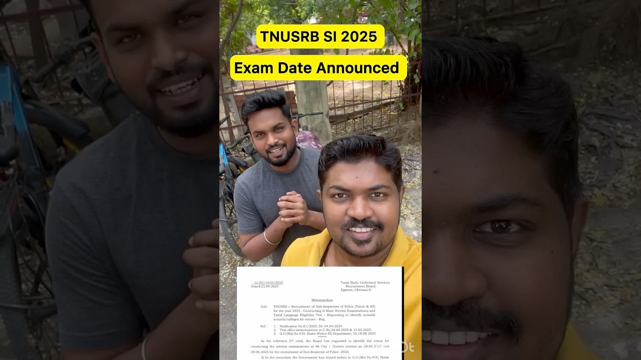 TNUSRB SI 2025 | Exam Date Announced | Dec 21 | #tnusrb #tnusrb_si