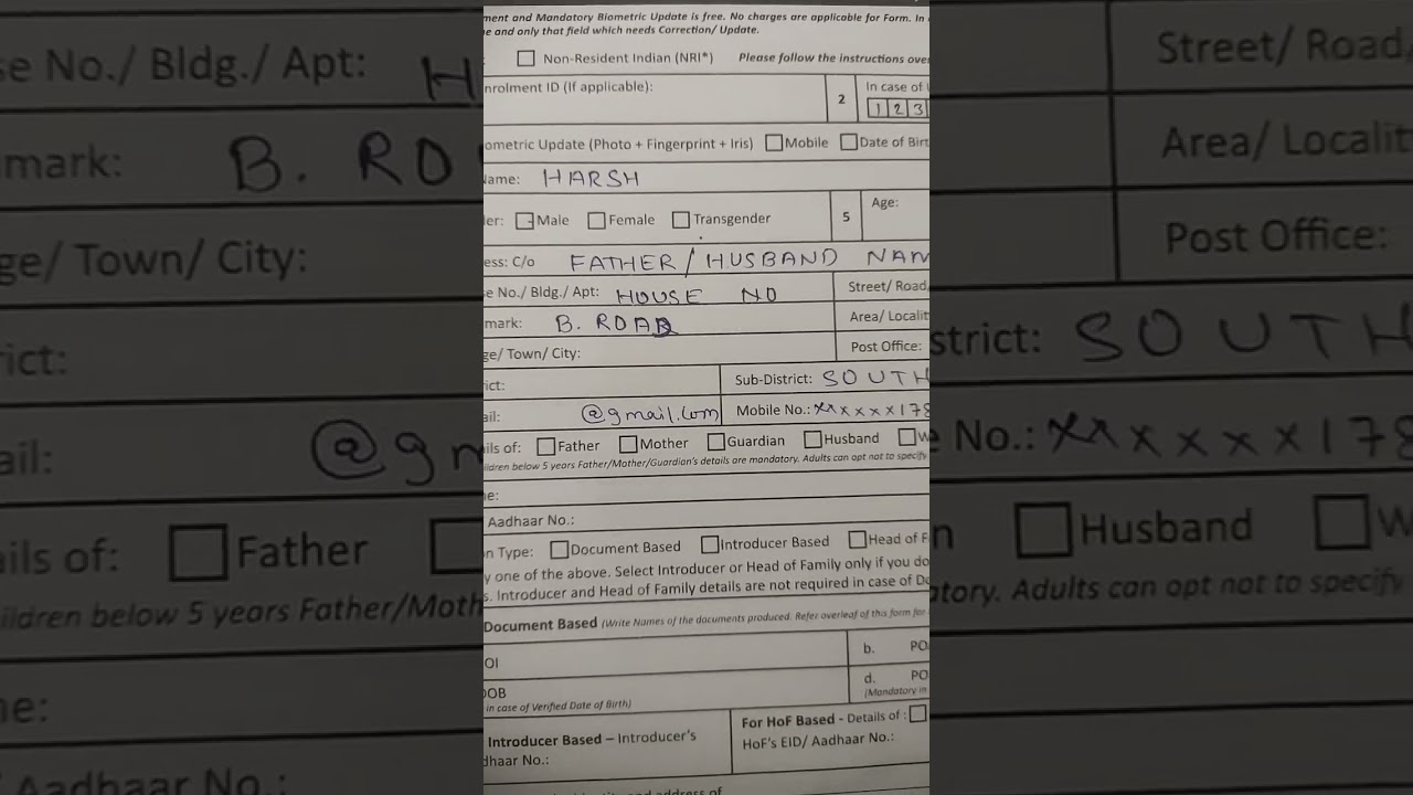 How to fill Aadhaar form