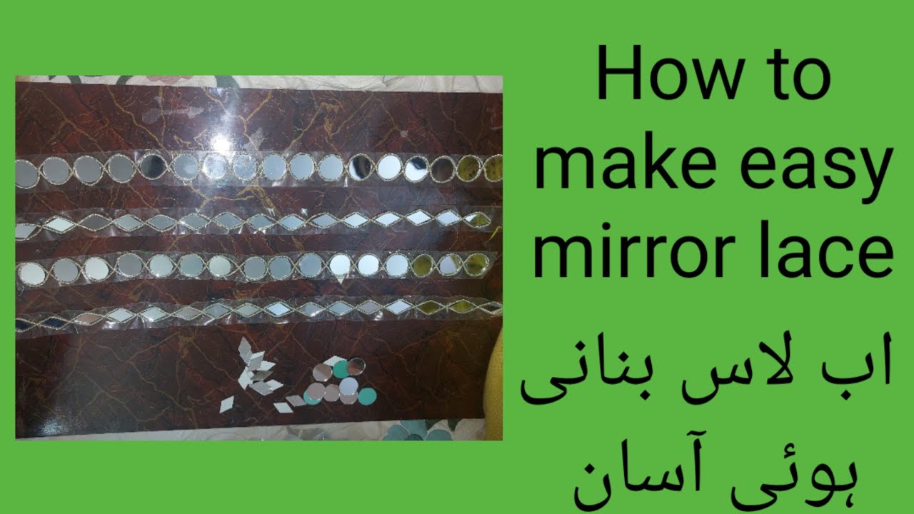 How to make mirror lace at Home , Sheesha lace , Easy Hand embroidery mirror work