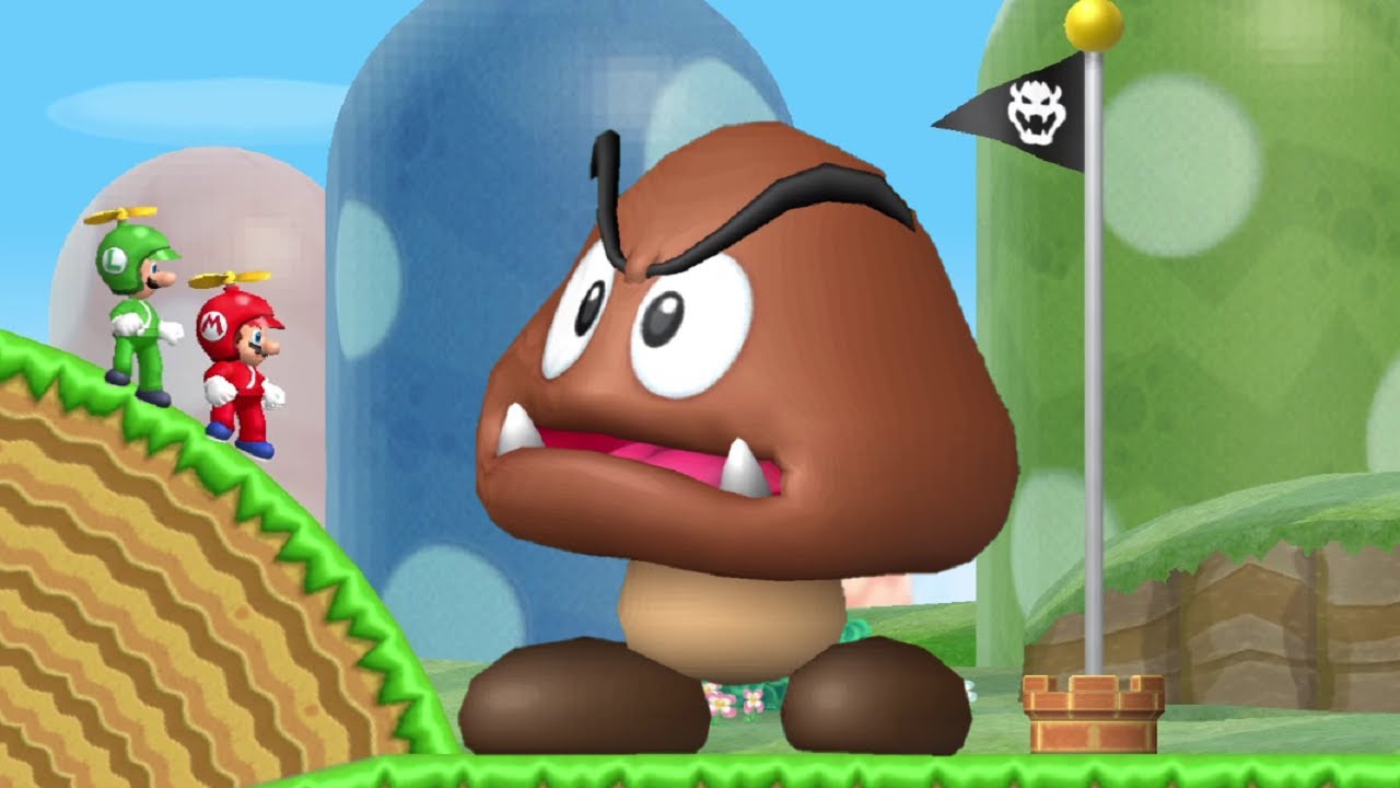 New Super Mario Bros. Wii Co-op Walkthrough - World 1 (All Star Coins)
