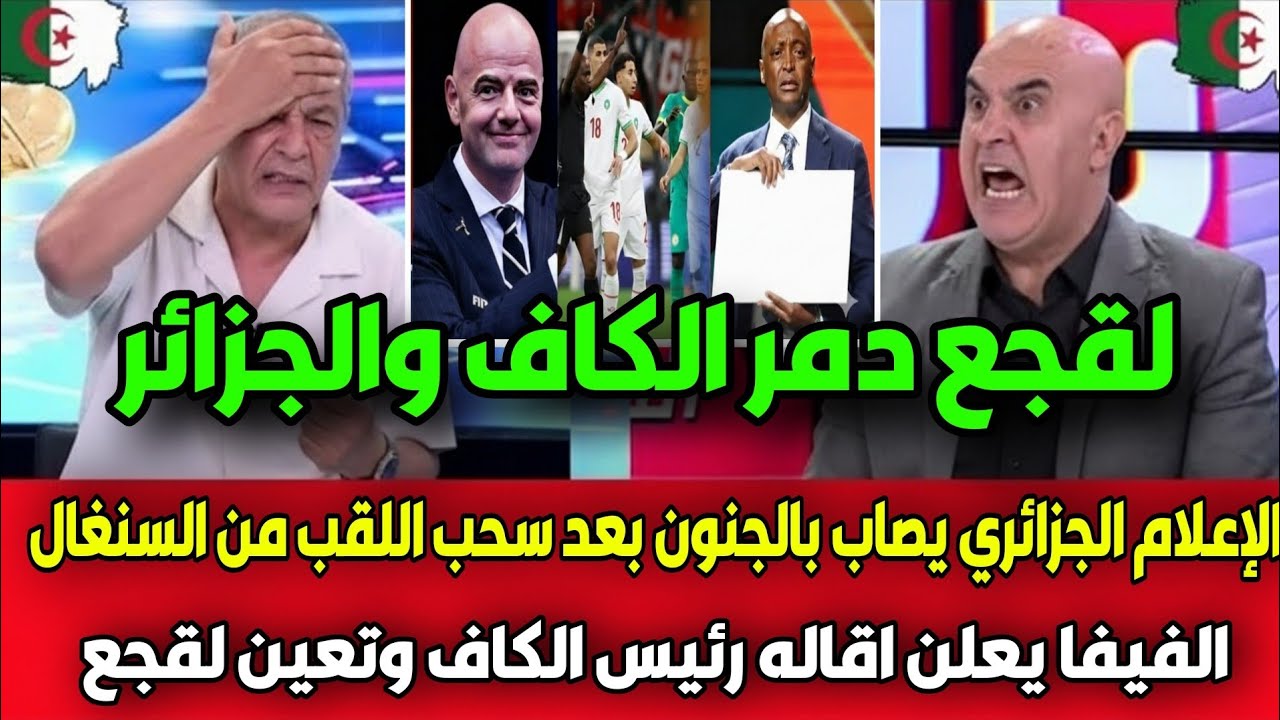 بالفيديو 🔥 صدمة في الجزائر بعد قرار الفيفا سحب اللقب من السنغال وإقالة رئيس الكاف وتعيين لقجع رسميًا