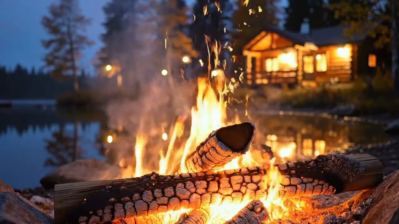 Campfire Sounds in the Forest 🌲 Cozy Night Ambience for Relaxing & Studying 4K ULTRA HD