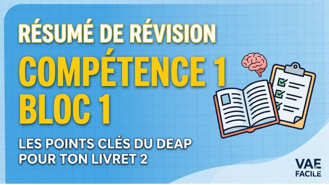 VAE DEAP - Réussir sa compétence 1 (Bloc 1) : Le cours complet en 6 min