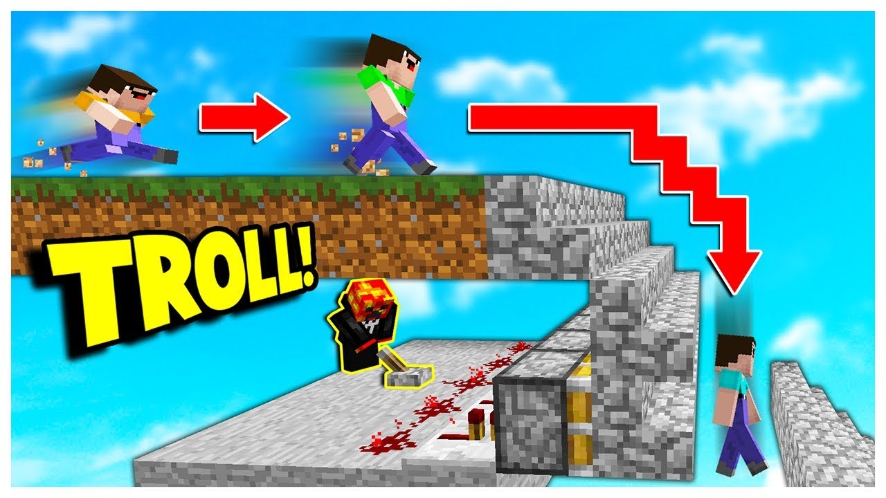 INSANE FAKE PISTON STAIR TRAP! *BEST TROLL* (Minecraft Skywars Trolling)
