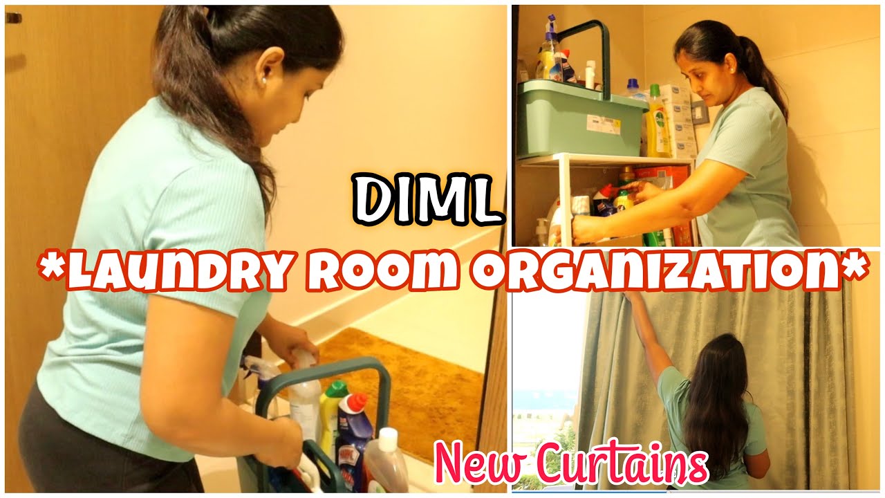 *Laundry room Organization*|IKEA laundry organizers| *New Curtains* update|DIML|Mango curry