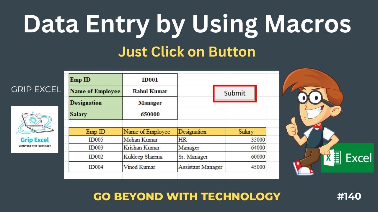 Data Entry by using Macro in Excel| अब Data Enter करे, Single Click से|#exceltips #youtubeshorts