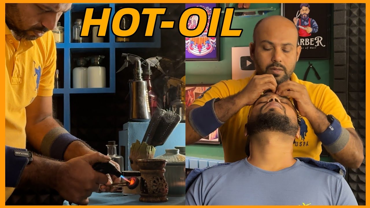 REIKI MASTER's hands are like hot Knife through Butter | Hot-Oil Head Massage💈#asmr