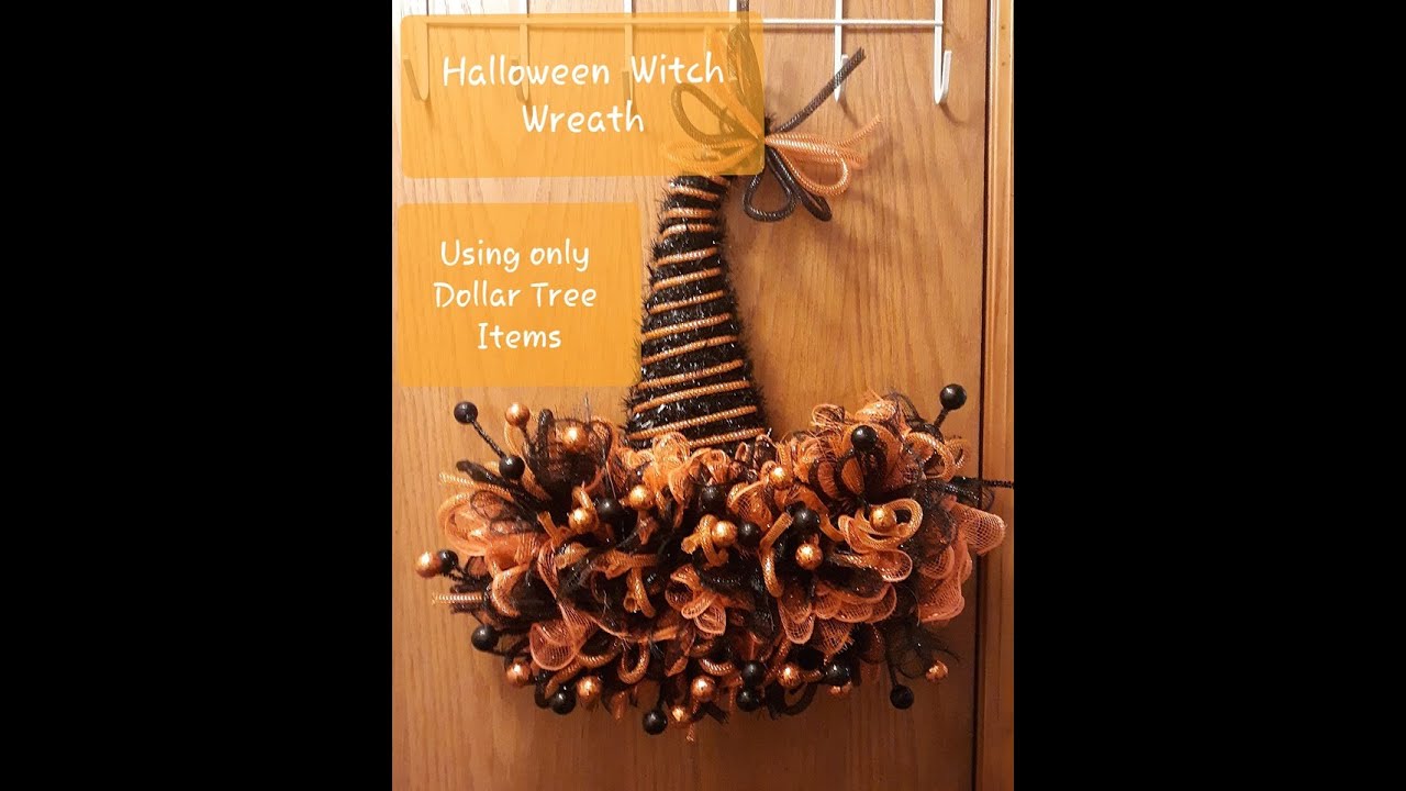 Witch Hat Wreath Using Only Dollar Tree Items