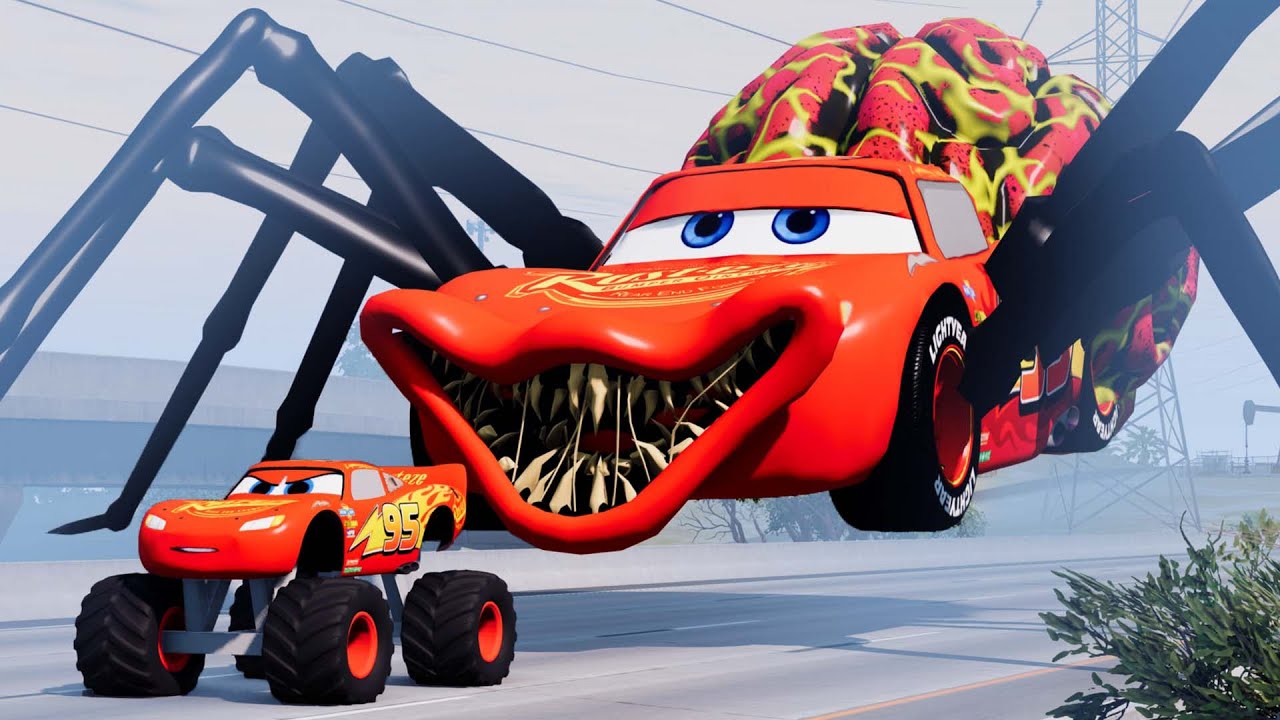 Epic Escape From Lightning McQueen Eater Giant Bot, Chucky Eater, Fritter Eater in BeamNG