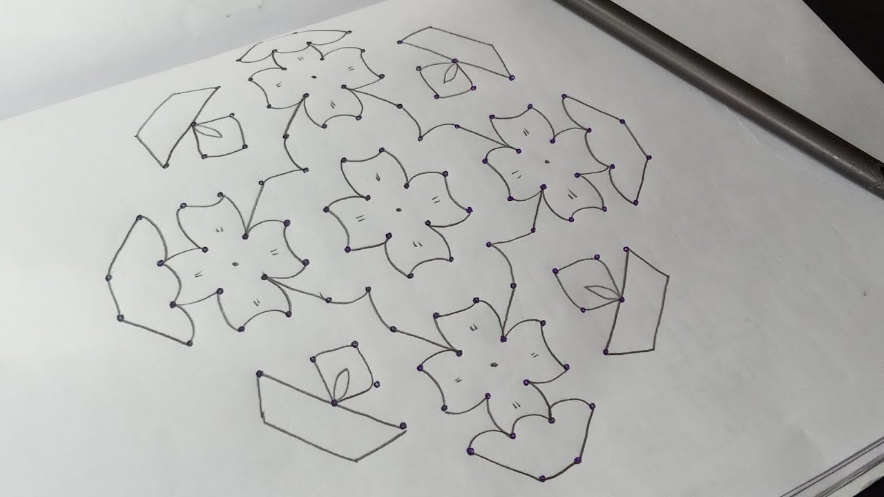 14*2*2 dot kolam for beginners @velicham6 #maavukolam #muggulu #rangolidesigns #kolam