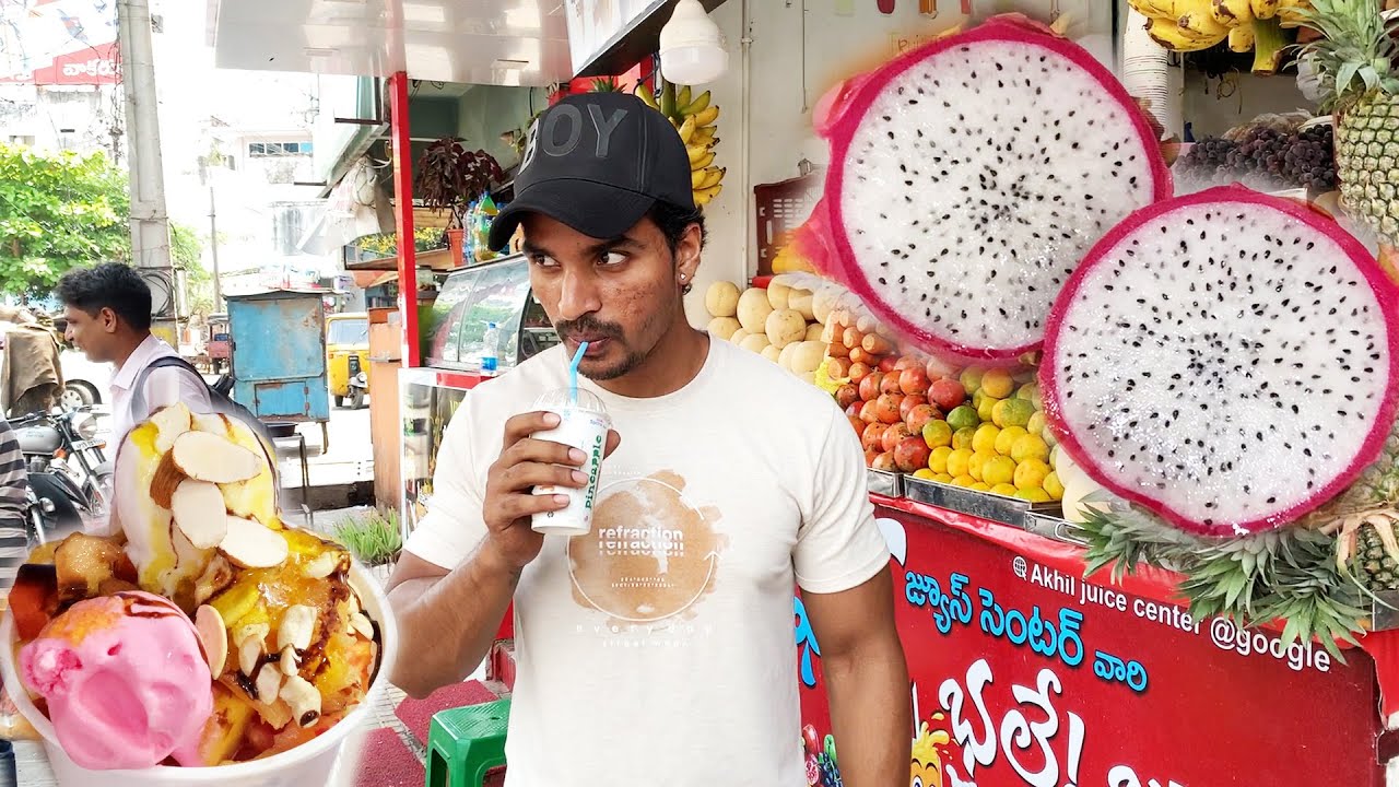 Dragon Fruit Milk Shake | Famous Bale Juice Centre in Rajahmundry | Fruit Salad | Dry Fruit Shakes