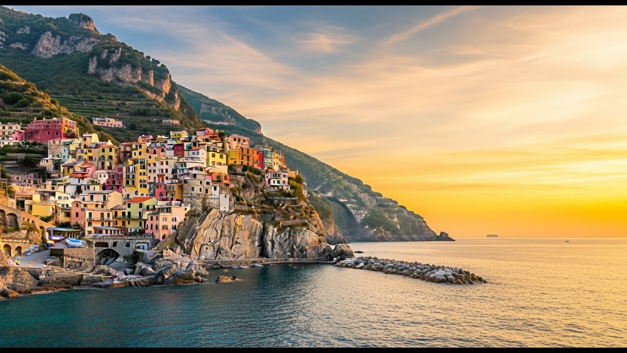 Mediterranean Sunset Ambience 🎶 Peaceful Italian Coast Music