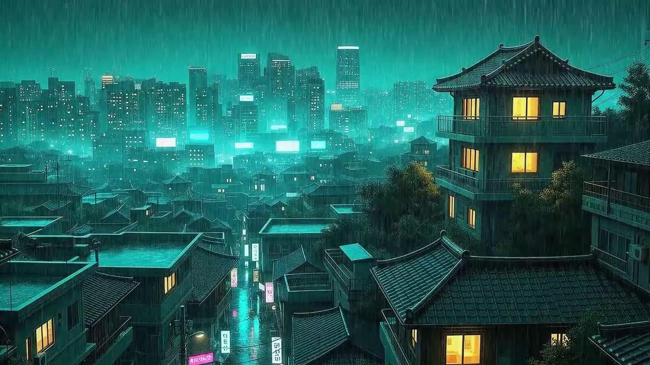 Rain Sounds with Lofi for Work in a Soft Korean Rainy Night When You Can’t Focus 😌