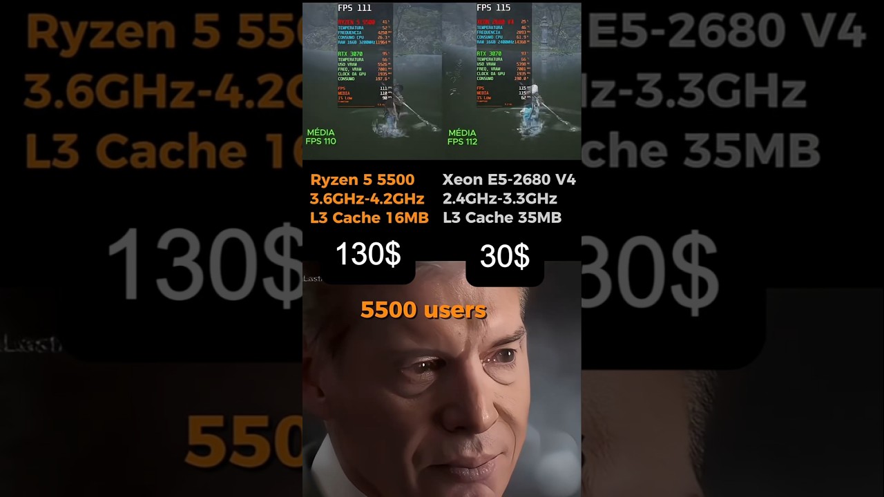 Ryzen 5 5500 VS XEON 2680 V4 #ryzen #kitxeon #gamerpc #pcbarato #games #pcbuild