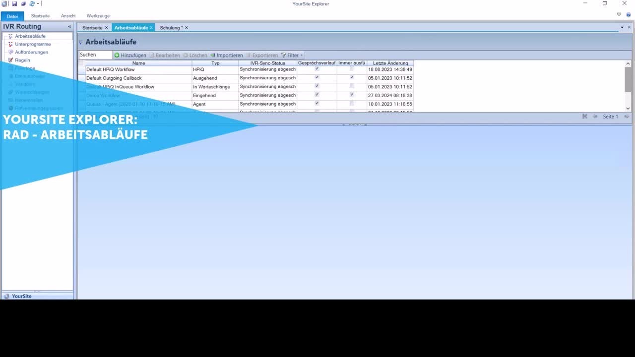 YourSite Explorer: RAD-Arbeitsabläufe: Mitel CX für MiVoice Business