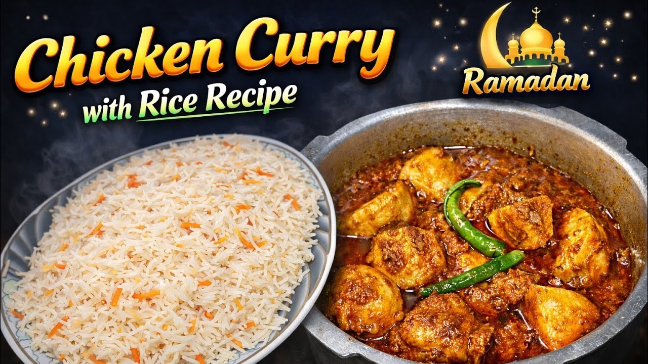 Ramadan Special Chicken Curry with Rice | Easy & Delicious Homemade Recipe 🌙| Fatima cooking & eat