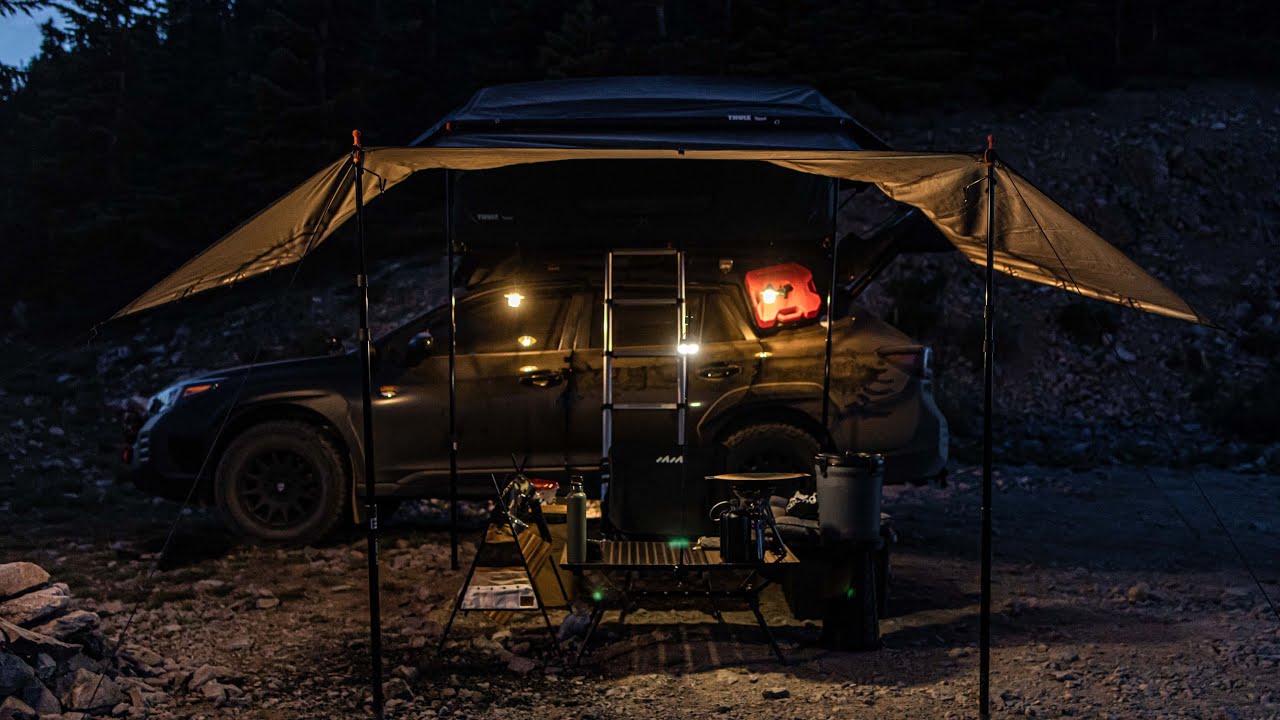 Solo Car Camping with Dog / Thule Tepui Foothill Roof Top Tent / Silent /Relaxing / ASMR Camp