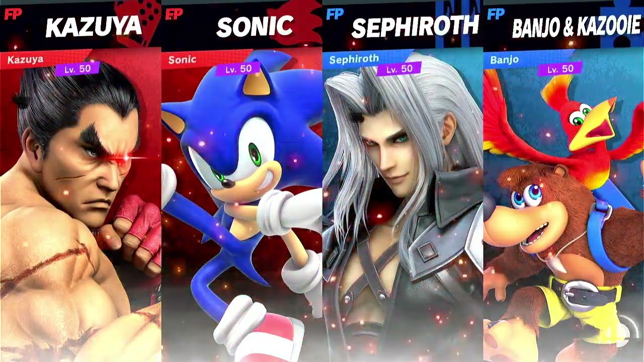 Super Smash Bros Ultimate Amiibo Fights Request Kazuya & Sonic vs Sephiroth & Banjo
