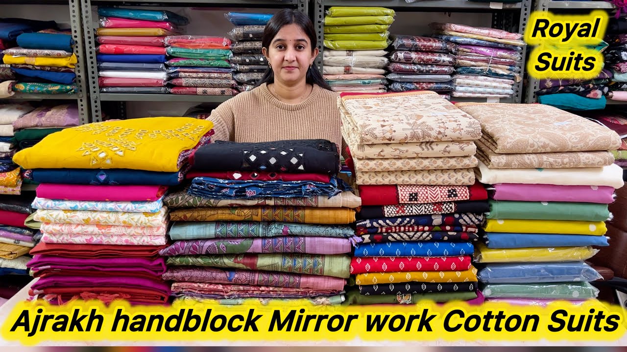 Ajrakh Handblock Mirror work suits🌹Pure handloom linen suits🌹 Kalamkari suits🌹South Cotton Suits 🌹
