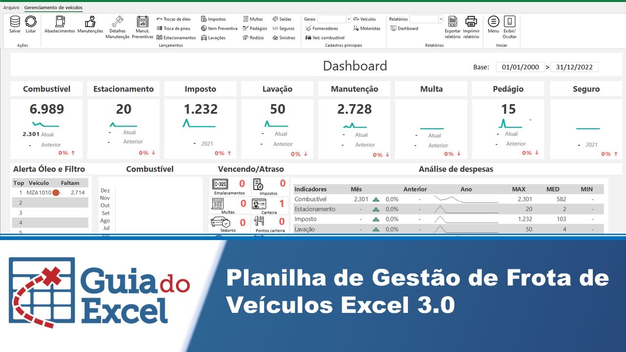 Planilha de Gest&atilde;o de Frota de Ve&iacute;culos - v 3.0