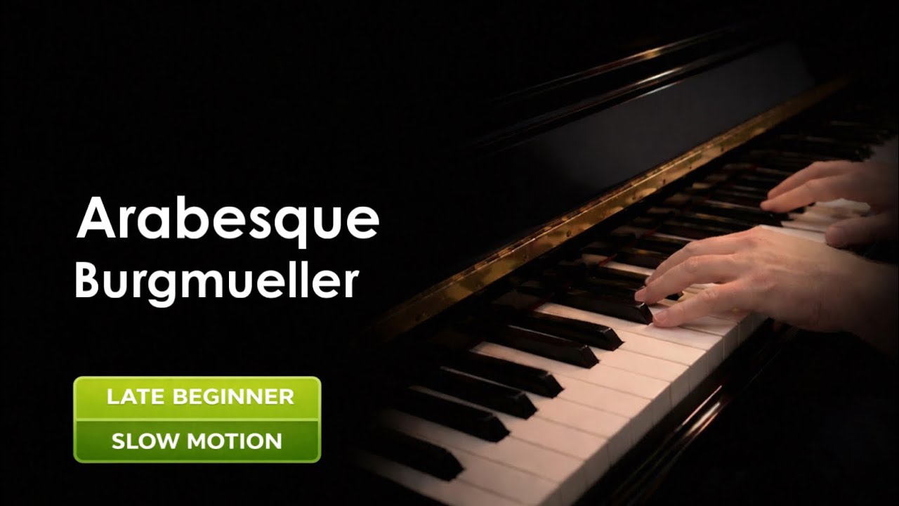 F.  Burgmüller: Arabesque Op. 100 No. 2, Slow Motion Piano Tutorial