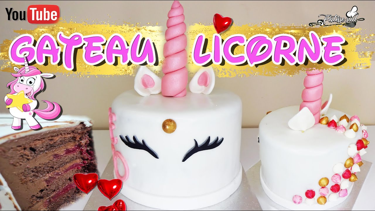 Gâteau licorne en pâte à sucre au chocolat et à la framboise