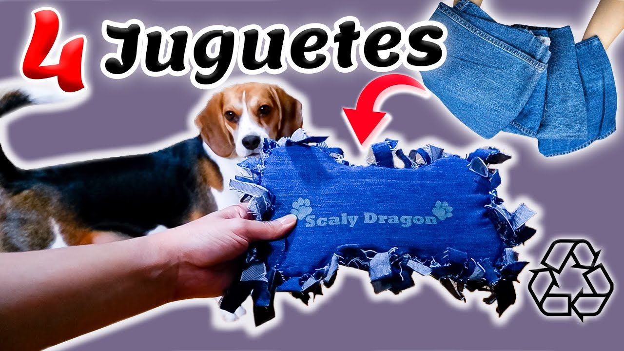 4 Juguetes caseros con tela de jeans o vaqueros para perros + Grabado laser con Two Trees TS2
