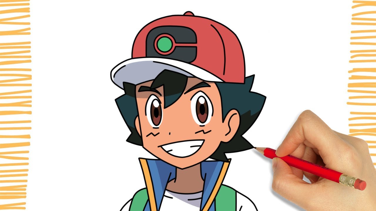 Como dibujar a ASH KETCHUM I POKEMON