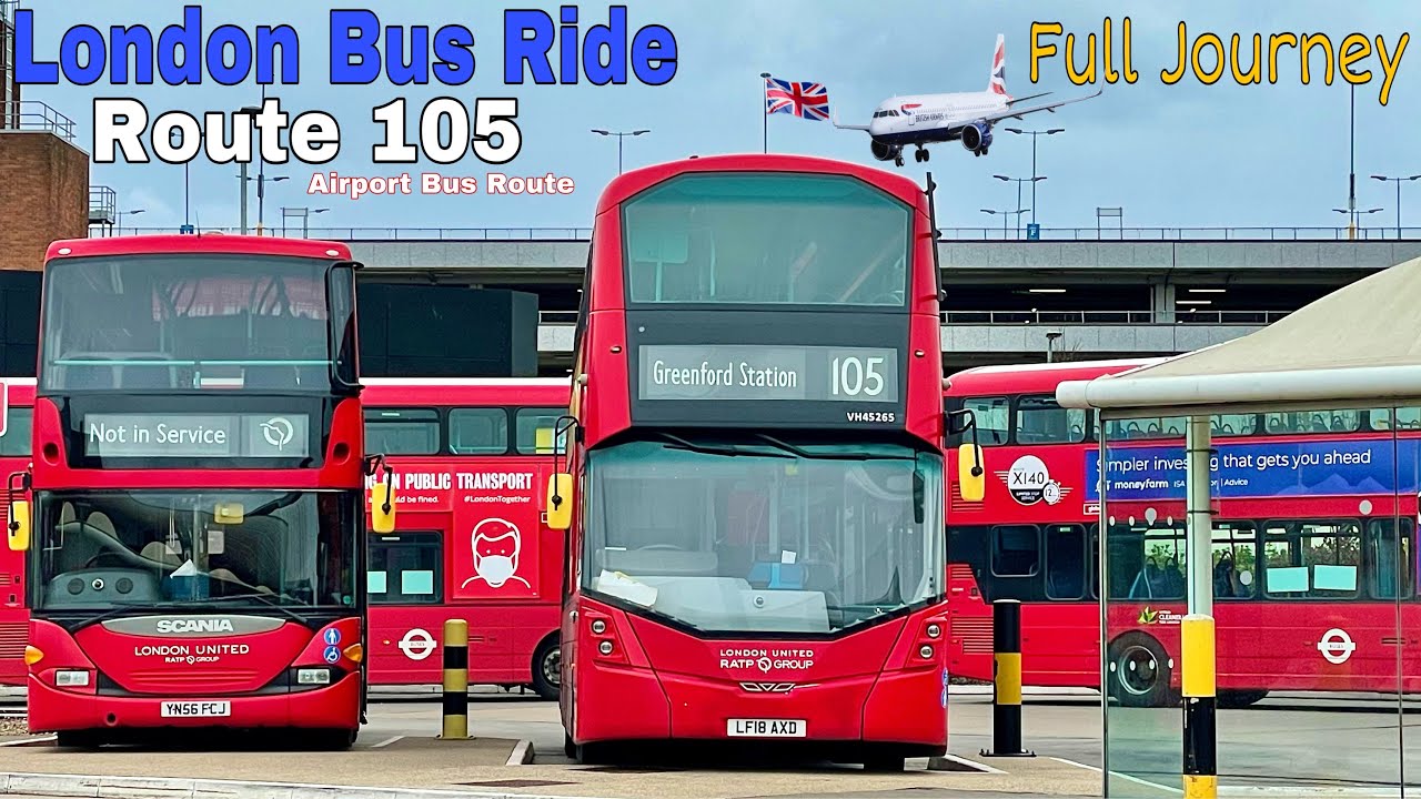 London Bus Ride 🇬🇧 Route 105 - Heathrow Central to Greenford Station | Full Journey