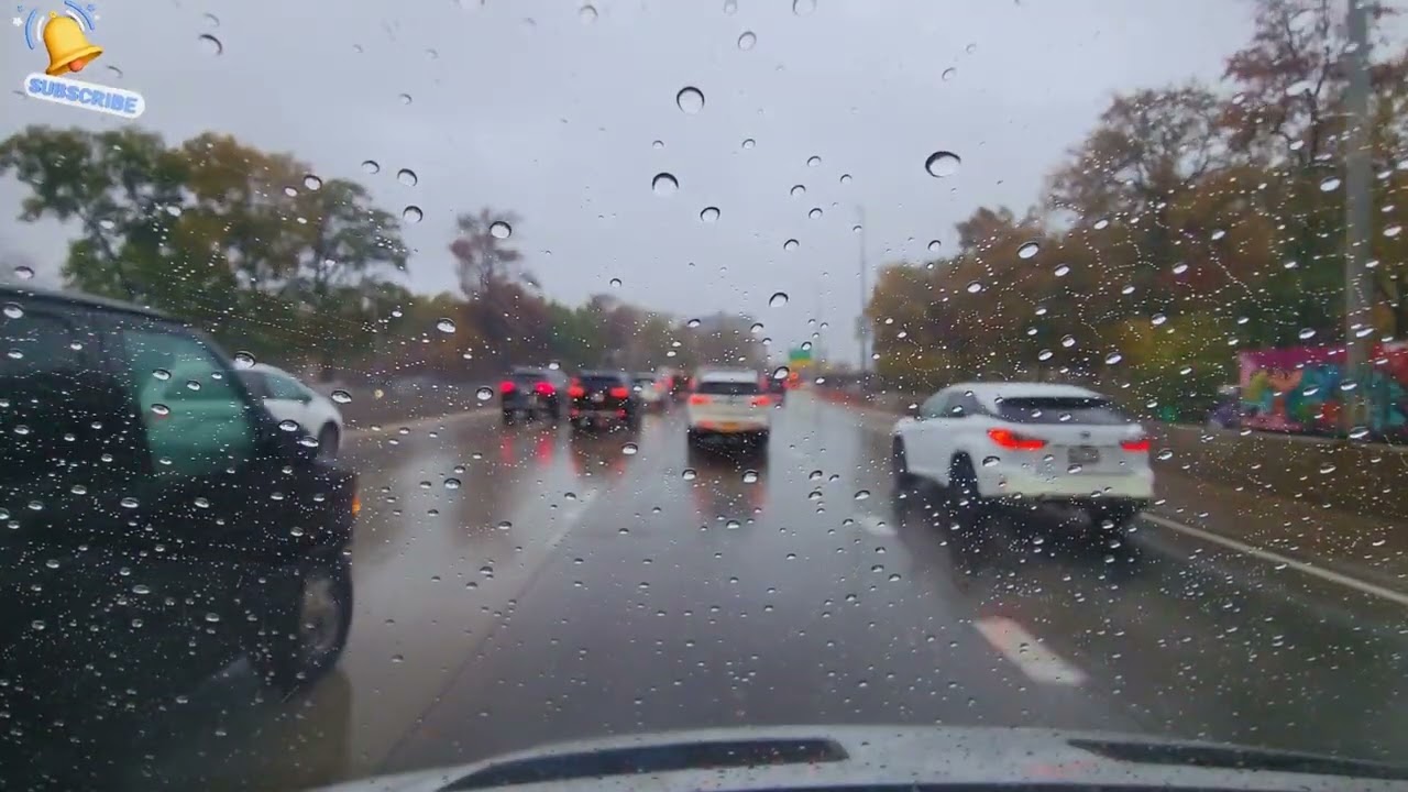 Driving somewhere in the Bronx during heavy rain 