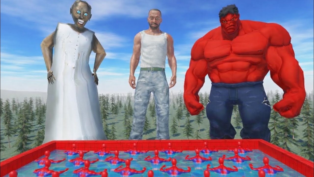 Giants Franklin, Hulk, Granny Army in Indian Bikes Driving 3D frankin 