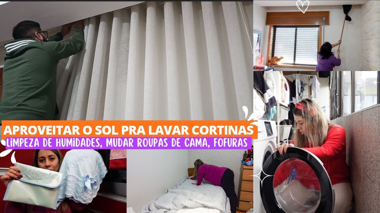 Aproveitar o Sol pra lavar cortinas || Limpeza Humidade || Mudar roupa de Cama || Fofuras Recebidas