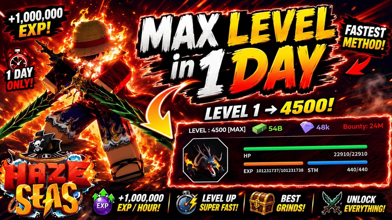 Haze Seas | How To Hit MAX Level in 1 Day | Roblox