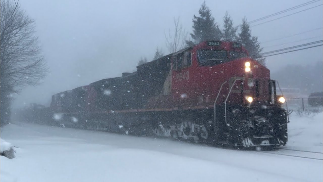 Blizzard!! CN C44-9W 2643 Leads CN L594 Westbound At Kpark Crossing! 