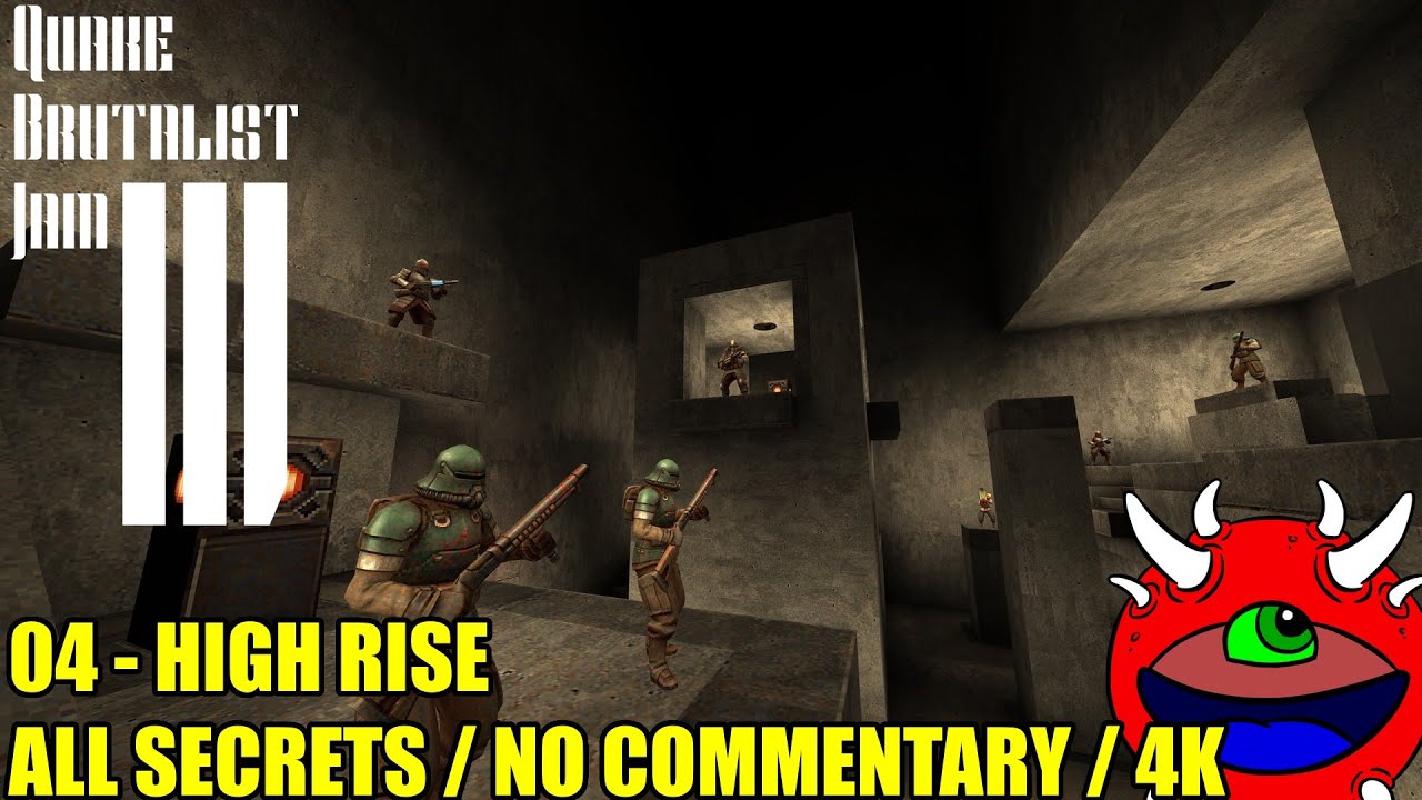 Quake Brutalist Jam III - 04 High Rise - No Commentary 100% Secrets