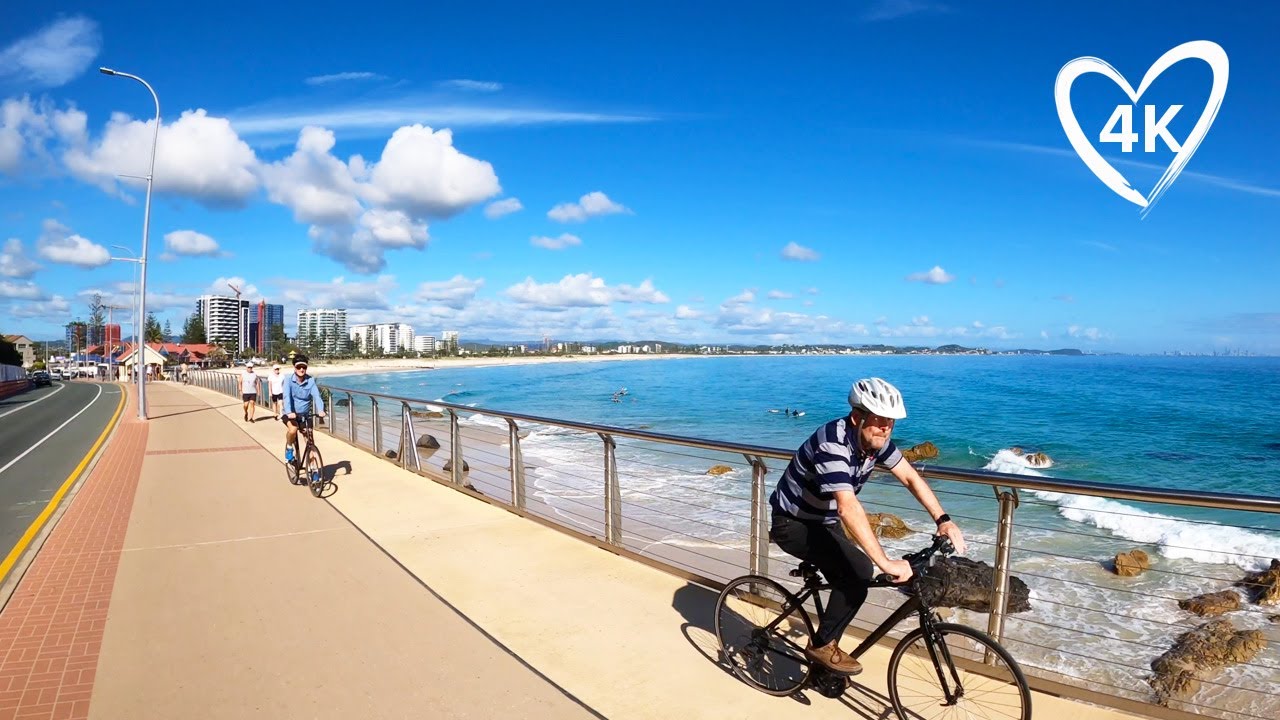 Virtual Bike Ride Gold Coast - D'bah, Rainbow Bay, Coolangatta, Kirra - 4K Treadmill Background