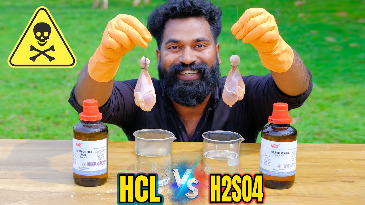 Chicken Vs HCL & H2SO4 | കോഴി ഇറച്ചി അസിഡിൽ മുക്കിയപ്പോൾ | M4 Tech |