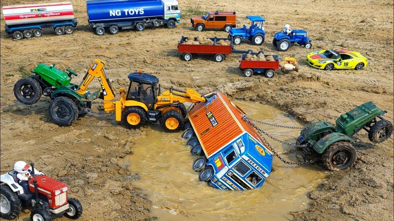 TATA BharatBenz Volvo Tipper Dumper Accident Heavy Loading Pulling JCB 3DX Swaraj Tractor ? CS Toy