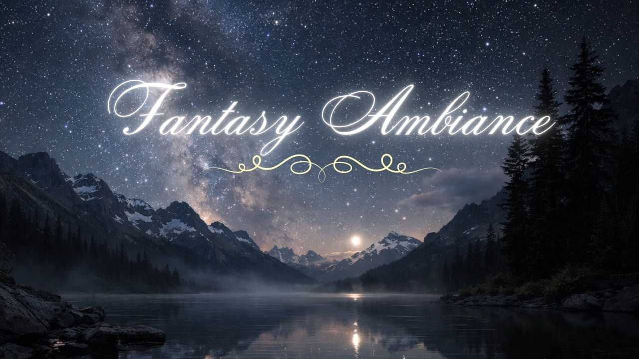 A Night Sky by a Lake in the Woods, Peaceful with Soft Piano Music. For Sleeping.