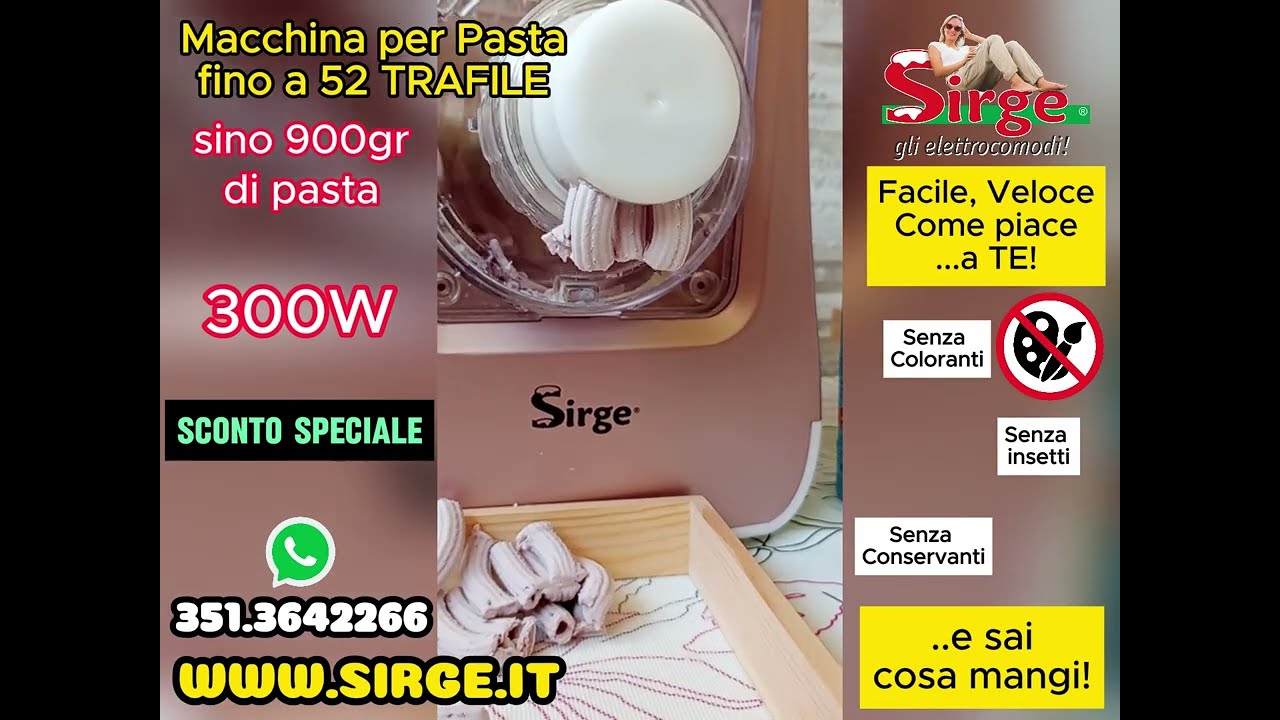 Macchina per pasta Fresca Sirge PASTARITA Promozione fino a 52 TRAFILE  fino a 900gr di PASTA o PANE