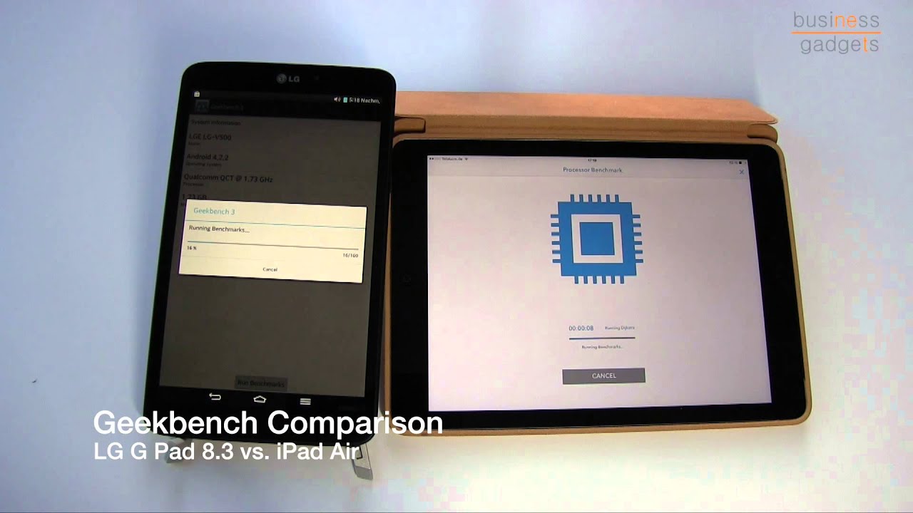 Geekbench Comparison LG G Pad 8.3 vs  iPad Air