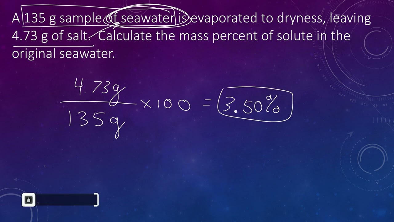 Mass Percent and Volume Percent Concentration