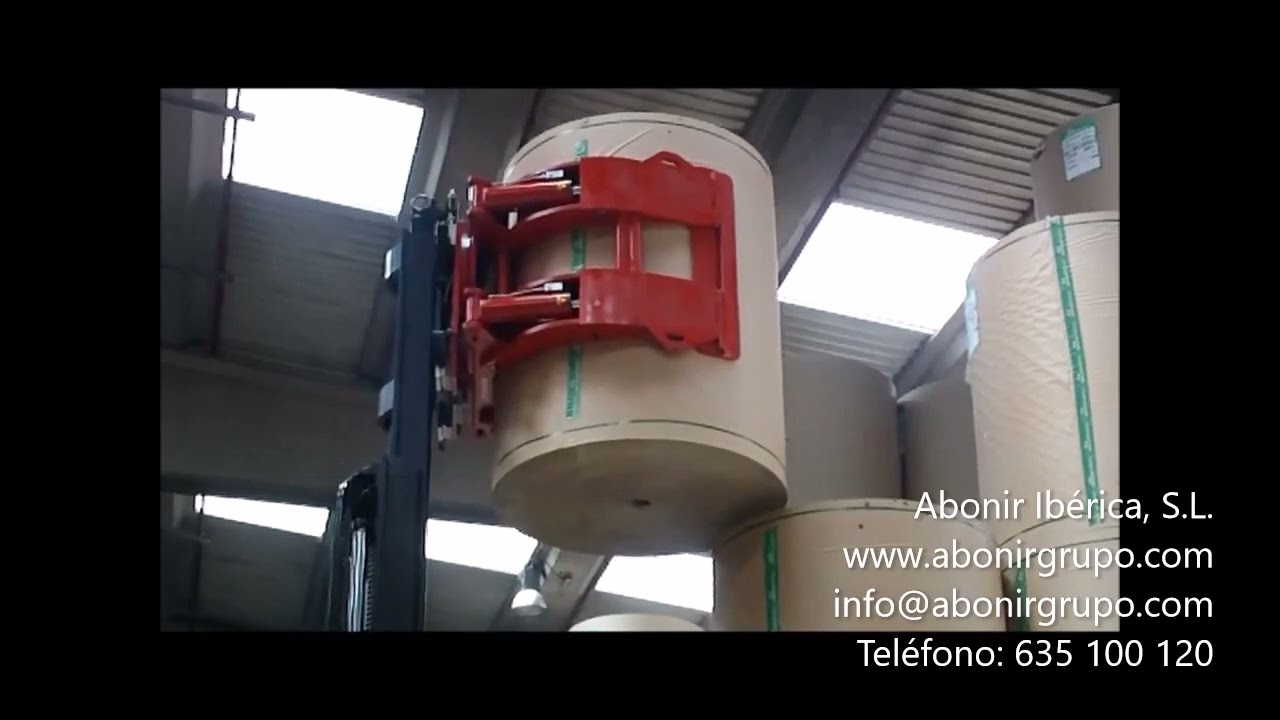 Pinza de Bobinas de Papel Giratoria 360º con Brazo Largo y Corto Fijo para Carretillas Elevadoras