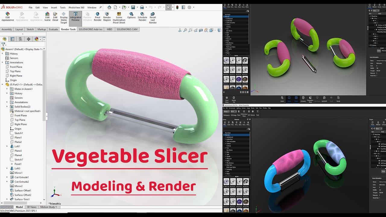 How to Make Vegetable Slicer in Solidworks | Vegetable Slicer | Solidworks Tutorial | Keyshot Render