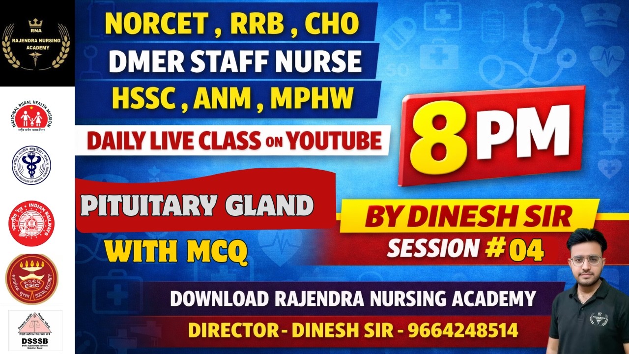 NORCET $ DMER $ STAFF NURSE $ HSSC $ CHO $ RRB Most Important Session -04 #norcet #rrb #anm #dmer