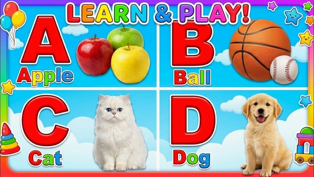 ABC A For Apple | B For Ball | C For Cat | ABCD |  Latest Kids Learning Video