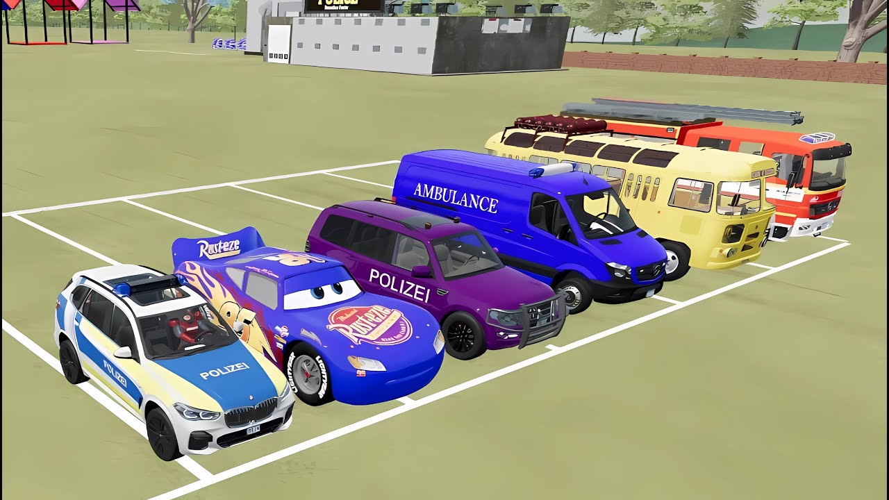 TRANSPORTING COLOR BMW, DODGE, DACIA, VOLKSWAGEN, RENAULT POLICE CARS!FS22