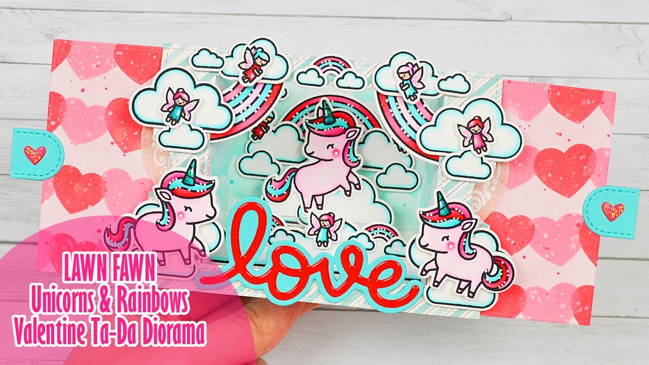 🦄 LAWN FAWN || Unicorns & Rainbows Ta-Da Diorama