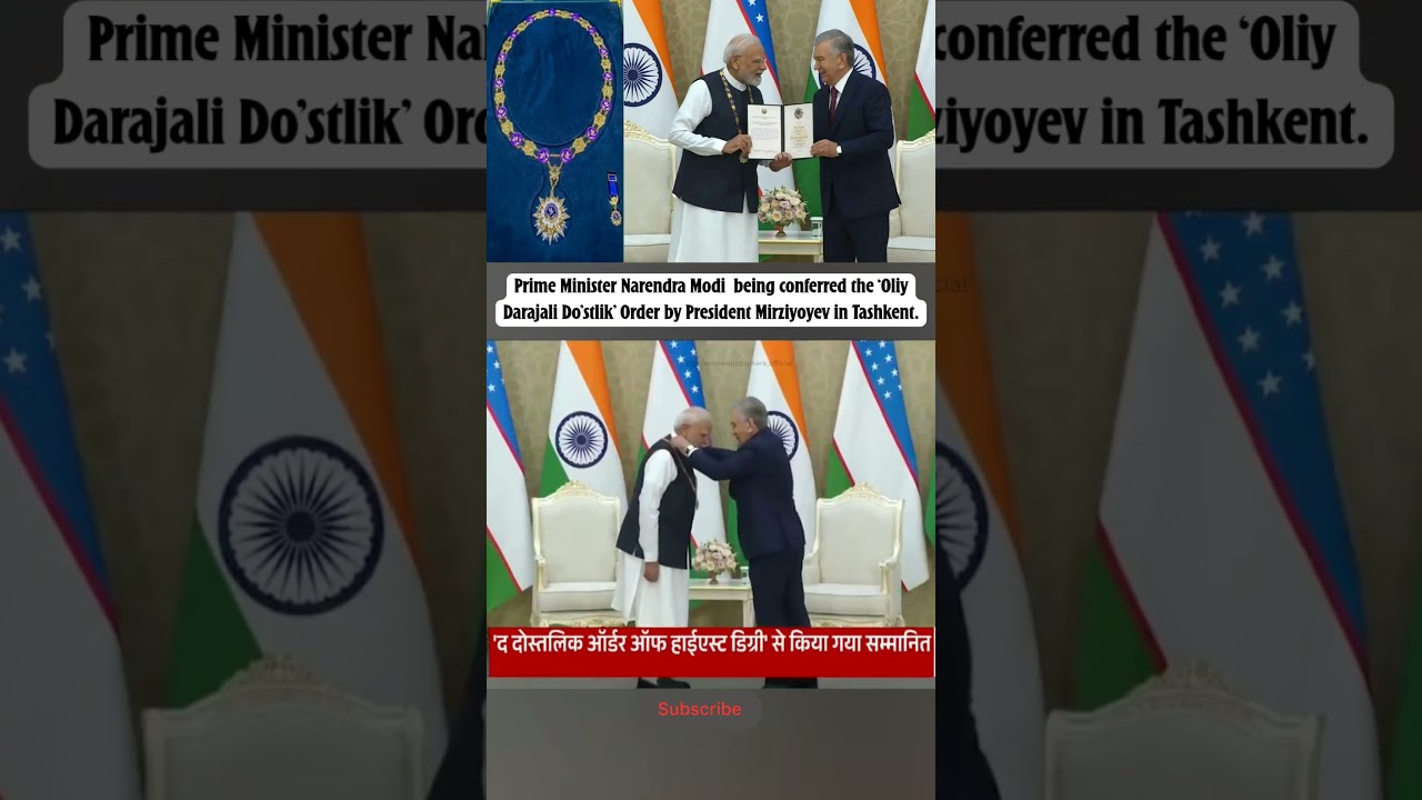 🤝PM Modi Conferred With Uzbekistan&rsquo;s Supreme State Award &lsquo;Order of Oliy Darajali Dustlik&rsquo;