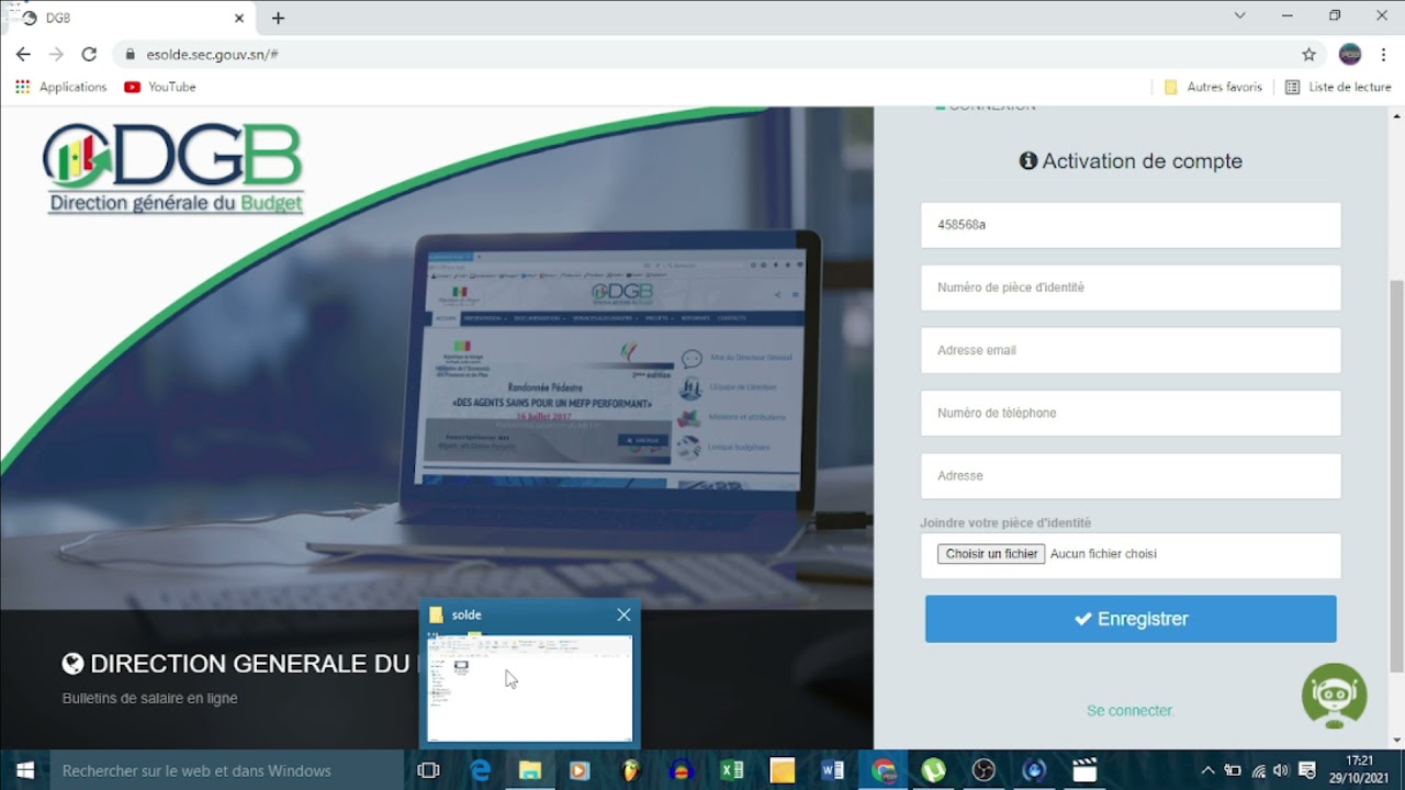 Mise a Jour et Ouverture de votre compte E-SOLDE 2021/2022